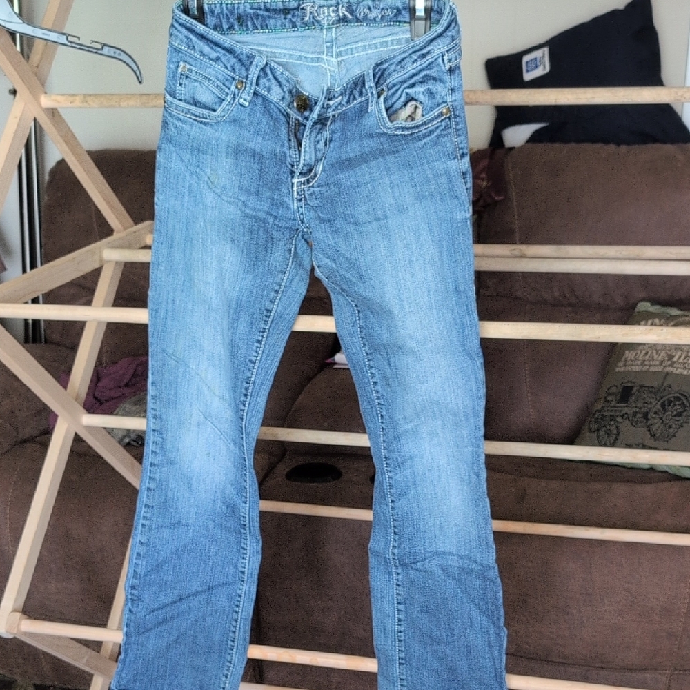 Classic Blue Boot Cut Jeans with Subtle Flare